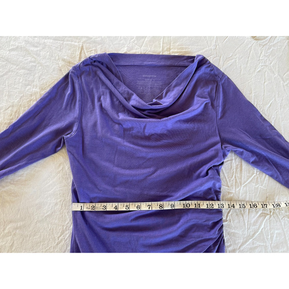 Patagonia Purple Ruched Knit Dress 3/4 Sleeve Sz S Small Organic Cotton Blend - Picture 8 of 8